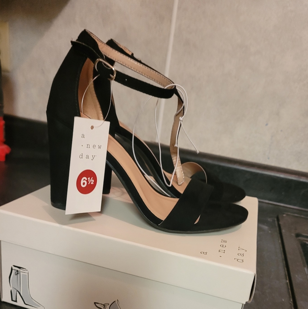 Black block heels